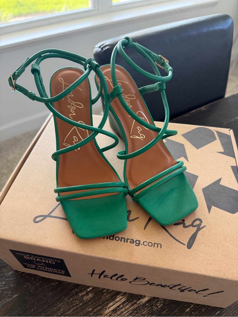 Green Strappy High Heel Sandals